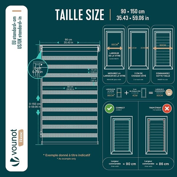 VOUNOT - Lot de 2 Store enrouleur jour nuit double 90x150cm Blanc - large