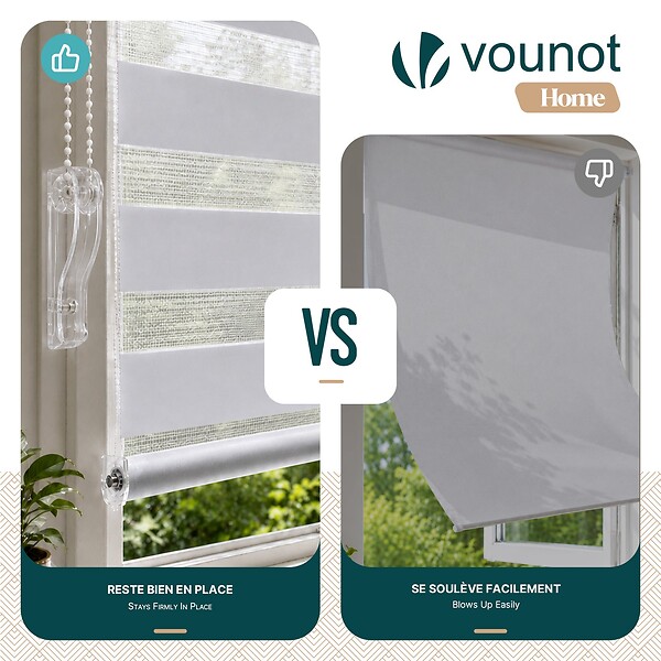 VOUNOT - Lot de 2 Store enrouleur jour nuit double 55x150cm Blanc - large
