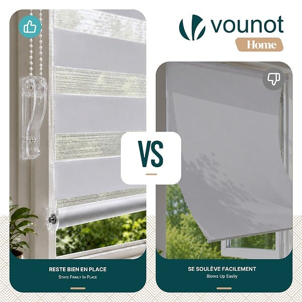 VOUNOT - Lot de 2 Store enrouleur jour nuit double 100x150cm Blanc - large