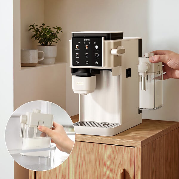 CIARRA - Machine à café expresso CIARRA CBSACM-D6 semi-automatique avec broyeur, carafe à lait, cappuccino, latte, écran tactile, compacte - 1400 W - large