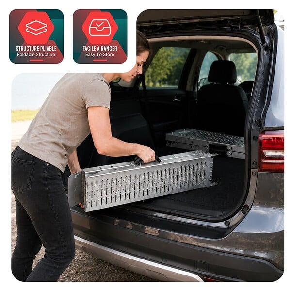 VOUNOT - Rampe de chargement pliable Lot de 2 pcs en acier galvanise 160cm - large