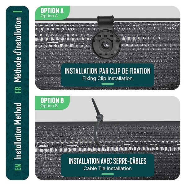 VOUNOT - Brise vue occultant en HDPE 90g/m² 1.5x20m avec attaches de fixation anthracite - large
