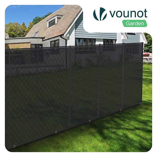 VOUNOT - Brise vue occultant en HDPE 90g/m² 1.8x10m avec attaches de fixation anthracite - large