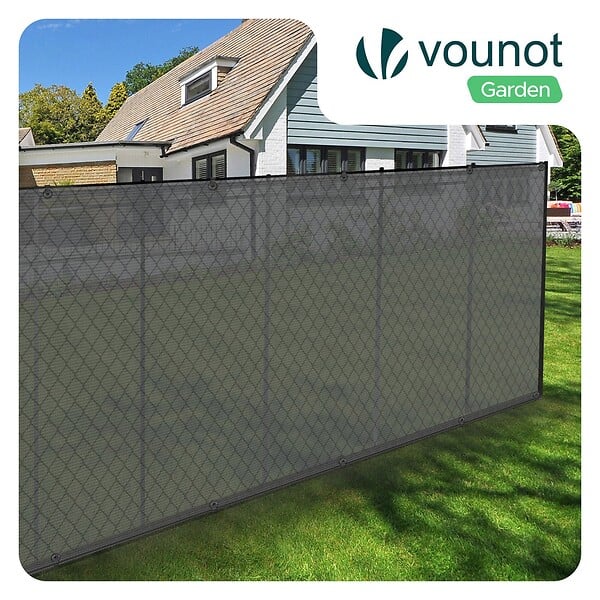 VOUNOT - Brise vue occultant en HDPE 90g/m² 1.8x10m avec attaches de fixation gris - large