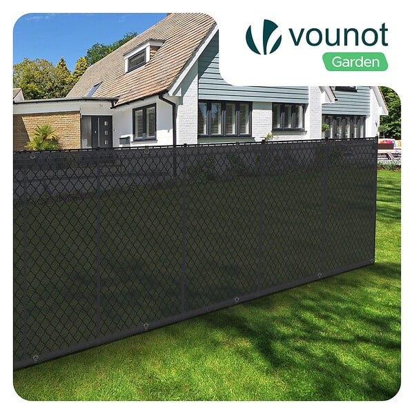 VOUNOT - Brise vue occultant en HDPE 90g/m² 1x10m avec attaches de fixation anthracite - large
