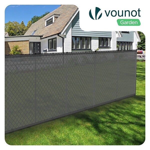 VOUNOT - Brise vue occultant en HDPE 90g/m² 1x20m avec attaches de fixation gris - large
