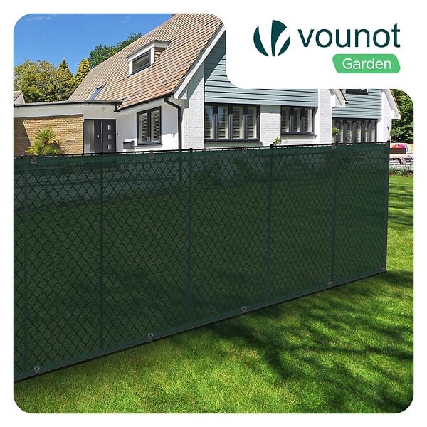 VOUNOT - Brise vue occultant en HDPE 90g/m² 1x10m avec attaches de fixation vert - large