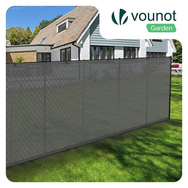 VOUNOT - Brise vue occultant en HDPE 90g/m² 1.5x10m avec attaches de fixation gris - large