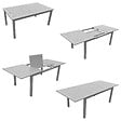 HAPPY GARDEN - Salon de jardin CAPRI extensible en textilène noir 8 places - aluminium gris - vignette