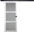 GD MENUISERIES - Porte Coulissante Kenya Blanc Vitrée H204 x L73 cm, Rail Alu bandeau noir, Coquilles Noir - vignette