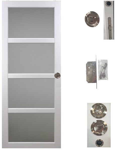 GD MENUISERIES - Porte Coulissante Tana blanc Vitrée H204 x L93 cm, serrure condamnation - large