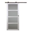 GD MENUISERIES - Porte Coulissante Tana Blanc Vitrée H204 x L63 cm, Rail Roulettes, Coquilles - vignette