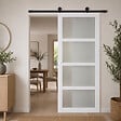 GD MENUISERIES - Porte Coulissante Tana Blanc Vitrée H204 X L73 cm, Rail Roulettes, Coquilles Blanc - vignette