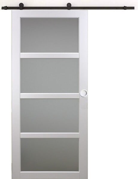 GD MENUISERIES - Porte Coulissante Tana Blanc Vitrée H204 X L73 cm, Rail Roulettes, Coquilles Blanc - large