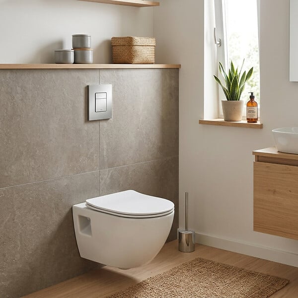 GROHE - Pack WC Bâti-support Rapid SL  + WC sans bride SAT + Abattant SoftClose + Plaque Chrome (RapidSL-Project-1) - large