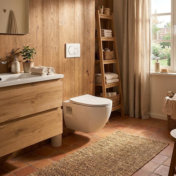 GEBERIT - Pack WC bati-support Geberit + WC sans bride Swiss Aqua Technologies + abattant SoftClose + plaque Blanche (ProjectGeb3) - large