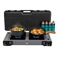 INTEC - Réchaud à Gaz 2 Feux 3800W Allumage Piezo + 4 Cartouches gaz Butane - Cuisinière à gaz Portable Camping Cuisine Extérieure INTEC - vignette