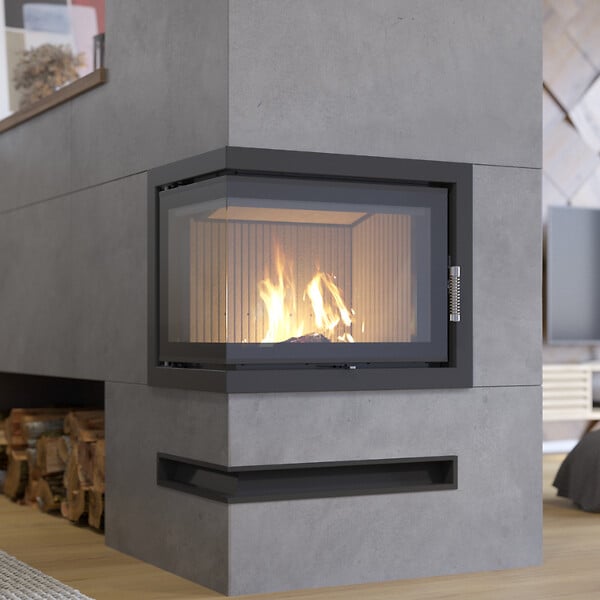 NORDFLAM - Insert à bois NORDFLAM - ROTEN 10 kW vitre angle gauche - - large
