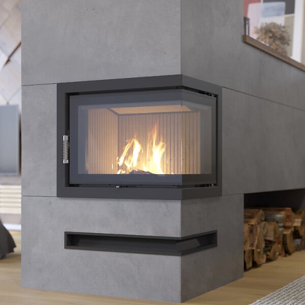 NORDFLAM - Insert à bois NORDFLAM - ROTEN 10 kW vitre d'angle droit - - large