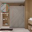 AURLANE - Paroi de douche 120x200 HINATA - Style Japandi Geometrique - Cadre Effet Bois - Verre 6mm - vignette
