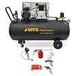 VITO - Compresseur d'air 200L 10Bar 3kW 400L/min + 5 Outils pneumatiques Kit Complet Gonflage Soufflage Peinture Garage Atelier VITO - vignette