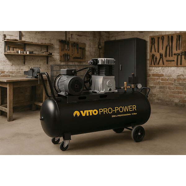 VITO - Compresseur d'air 200L 10Bar 3kW 400L/min + 5 Outils pneumatiques Kit Complet Gonflage Soufflage Peinture Garage Atelier VITO - large
