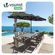VOUNOT - Parasol Jardin Double Aluminium 150 x 300 cm gris - vignette