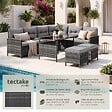 TECTAKE - Canapé de jardin BARLETTA modulable gris/beige - vignette