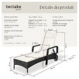 TECTAKE - Bain de soleil métal 6 positions avec roulettes noir/beige - vignette