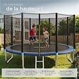 TECTAKE - Trampoline robuste élasticité ressorts solides filet sécurité résistant ouverture zippée poteaux rembourrés coussin protection noir bleu 366 cm ø - vignette