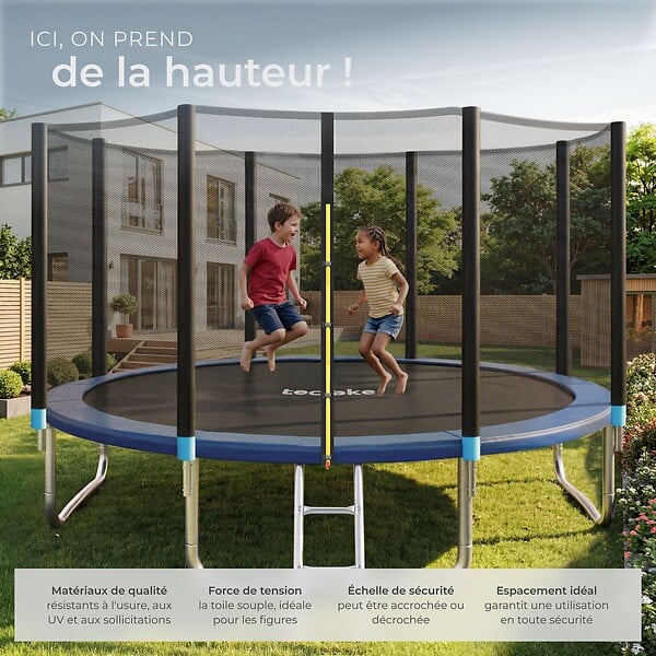TECTAKE - Trampoline modèle B noir/bleu - large