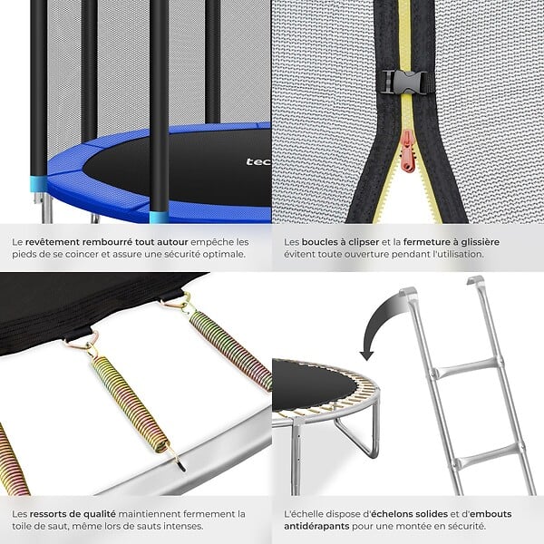 TECTAKE - Trampoline modèle B noir/bleu - large