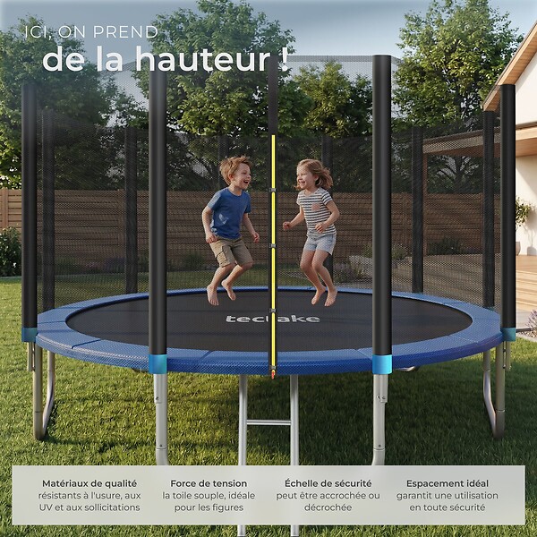 TECTAKE - Trampoline modèle B noir/bleu - large