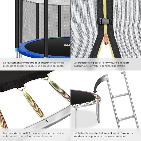 TECTAKE - Trampoline modèle B noir/bleu - large