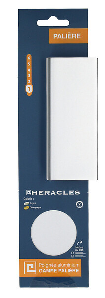 HERACLES - Poignée palière aluminium type Bastille 70x250mm argent bec de cane - HERACLES - I-231103 - large