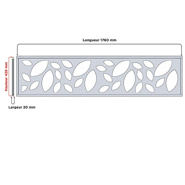 MCCOVER - PANNEAU ALU DECOR FEUILLES L 176cm / l 42,8cm pour clôture LARKO Gris anthracite RAL 7016, l.42,8cm, L.176cm - large