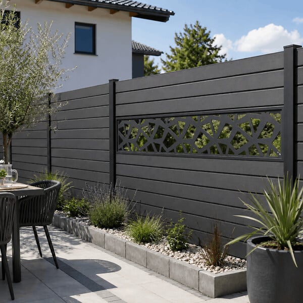 MCCOVER - PANNEAU ALU POUR CLOTURE DECOR POLYGONES L 176cm / l 42,8cm Gris anthracite RAL 7016, l.42,8cm, L.176cm - large