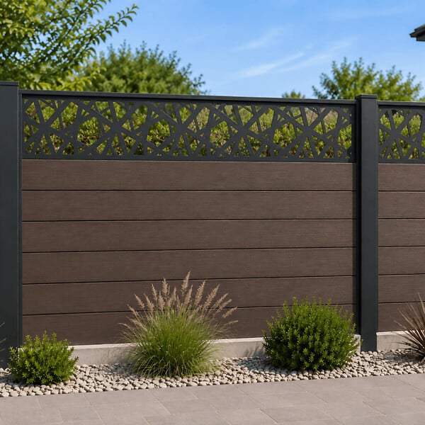MCCOVER - PANNEAU ALU POUR CLOTURE DECOR POLYGONES L 176cm / l 42,8cm Gris anthracite RAL 7016, l.42,8cm, L.176cm - large