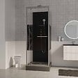 AURLANE - Cabine de douche carree 90x90x215cm - Porte pivotante - Lignes grises anthracites - SCRATCHY 2 - vignette