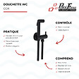 OLFA - Douchette WC Cox ronde Noir Mat + support + flexible - vignette