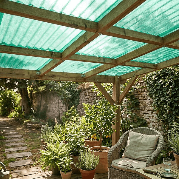 MCCOVER - Lot 5 plaques POLYESTER PO 76/18 VERT + 6 kits de fixations Vert, l.90 cm, L.250 cm - large