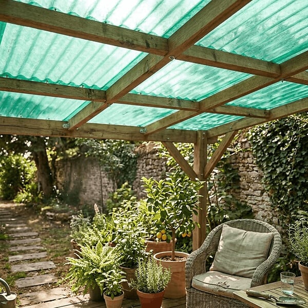 MCCOVER - Lot 5 plaques POLYESTER PO 76/18 VERT + 5 kits de fixations Vert, l.90 cm, L.200 cm - large
