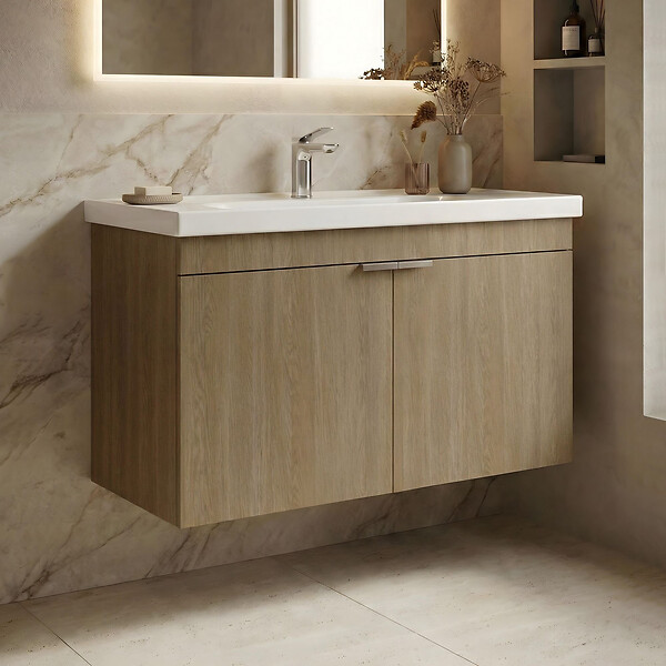 HABITAT ET JARDIN - Meuble Vasque "Desna 80" - 80 x 45 x 58 cm - Sonomo Oak - large