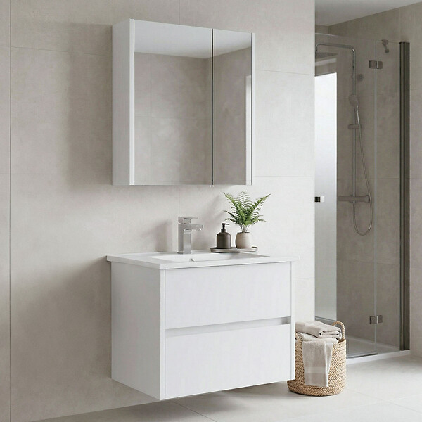 HABITAT ET JARDIN - Ensemble Meuble Vasque avec Miroir (2 Pièces) "Arno 65" - 65 x 45 x 52 cm - White - large