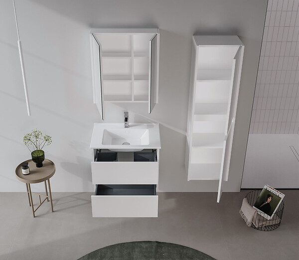 HABITAT ET JARDIN - Ensemble Meuble Vasque avec Miroir (2 Pièces) "Arno 65" - 65 x 45 x 52 cm - White - large