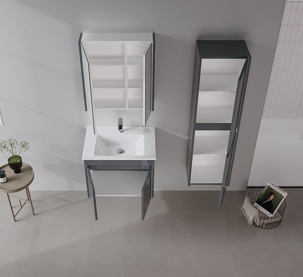 HABITAT ET JARDIN - Meuble Vasque "Arno 65" - 65 x 45 x 52 cm - Anthracite - large