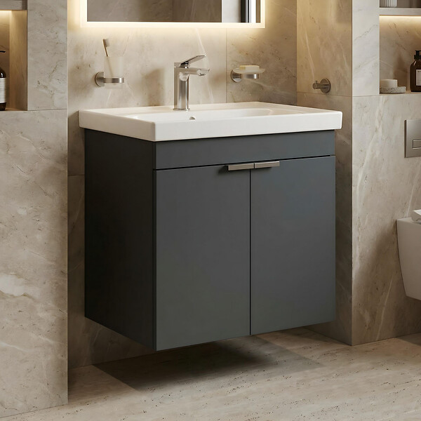 HABITAT ET JARDIN - Meuble Vasque "Desna 60" - 60 x 45 x 58 cm - Matte Anthracite - large