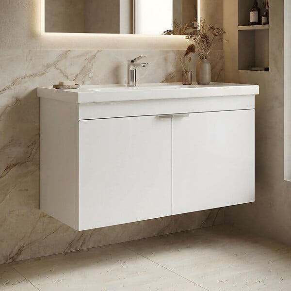 HABITAT ET JARDIN - Meuble Vasque "Desna 90" - 90 x 45 x 58 cm - Matte White - large