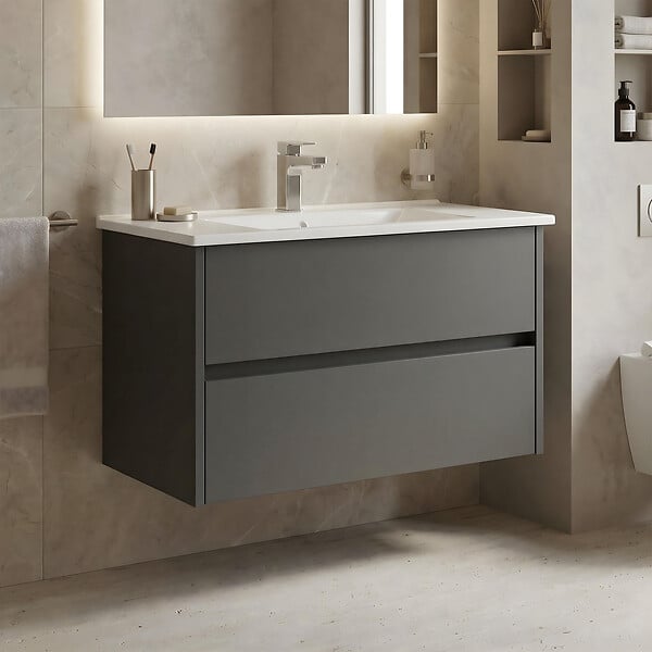 HABITAT ET JARDIN - Meuble Vasque "Arno 85" - 85 x 45 x 52 cm - Anthracite - large