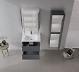 HABITAT ET JARDIN - Ensemble Meuble Vasque avec Miroir (2 Pièces) "Arno 65" - 65 x 45 x 52 cm - Grey - vignette